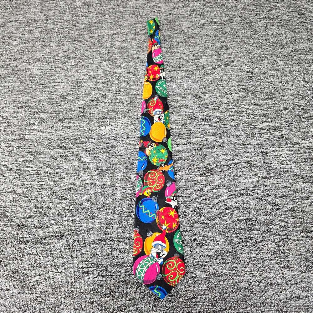Vintage 1994 Looney Tunes Mania Christmas Tie Holiday Ornaments Bugs Sylvester T